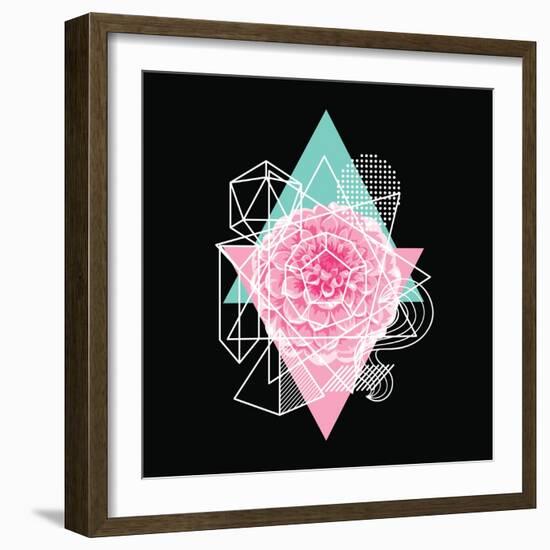 Background with Abstract Geometric Shapes and Flower-incomible-Framed Art Print