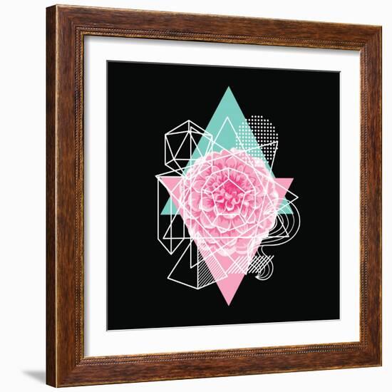 Background with Abstract Geometric Shapes and Flower-incomible-Framed Art Print