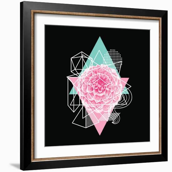 Background with Abstract Geometric Shapes and Flower-incomible-Framed Art Print