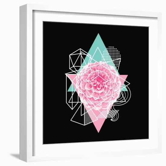 Background with Abstract Geometric Shapes and Flower-incomible-Framed Art Print