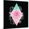 Background with Abstract Geometric Shapes and Flower-incomible-Mounted Art Print