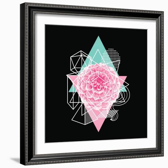 Background with Abstract Geometric Shapes and Flower-incomible-Framed Art Print