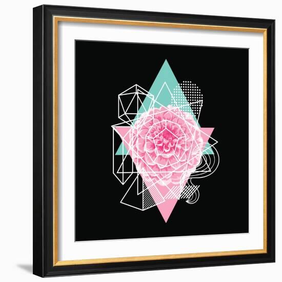 Background with Abstract Geometric Shapes and Flower-incomible-Framed Art Print