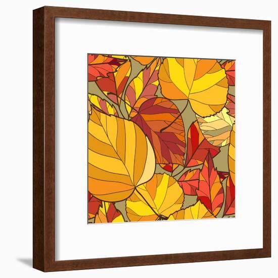 Background with Autumn Leaves-lolya1988-Framed Art Print