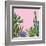 Background with Cactuses and Succulents Set. Plants of Desert.-incomible-Framed Art Print