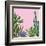 Background with Cactuses and Succulents Set. Plants of Desert.-incomible-Framed Art Print