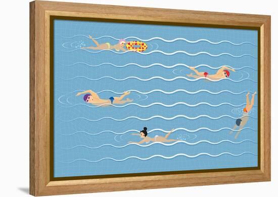 Background with Swimming Pool-Milovelen-Framed Stretched Canvas