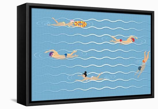 Background with Swimming Pool-Milovelen-Framed Stretched Canvas