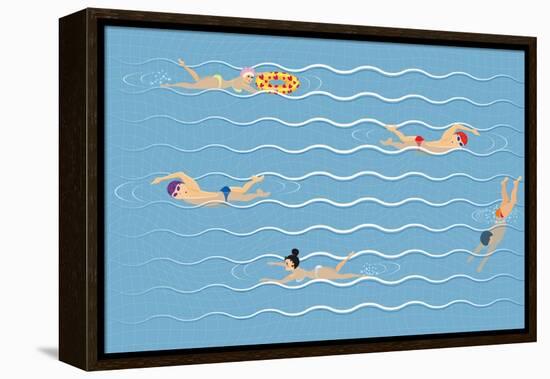 Background with Swimming Pool-Milovelen-Framed Stretched Canvas