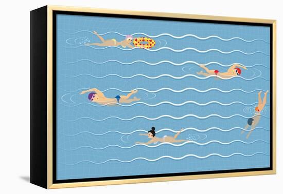 Background with Swimming Pool-Milovelen-Framed Stretched Canvas