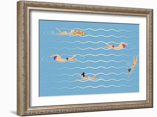 Background with Swimming Pool-Milovelen-Framed Art Print