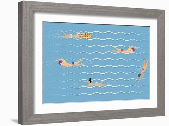 Background with Swimming Pool-Milovelen-Framed Art Print