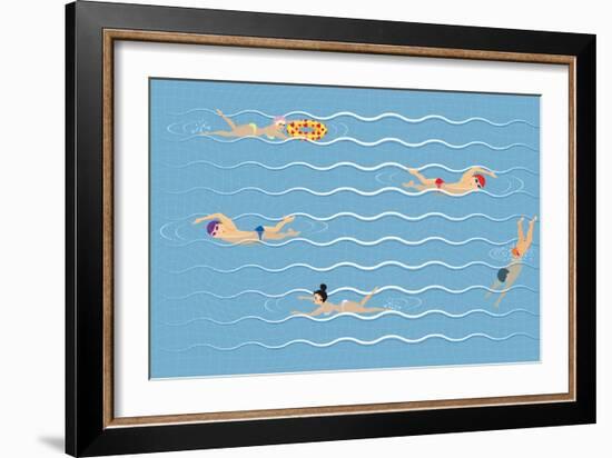 Background with Swimming Pool-Milovelen-Framed Art Print