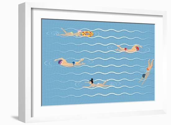 Background with Swimming Pool-Milovelen-Framed Art Print