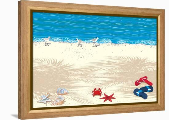 Background with Tropical Sand Beach-Milovelen-Framed Stretched Canvas