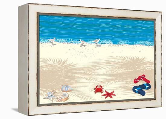 Background with Tropical Sand Beach-Milovelen-Framed Stretched Canvas