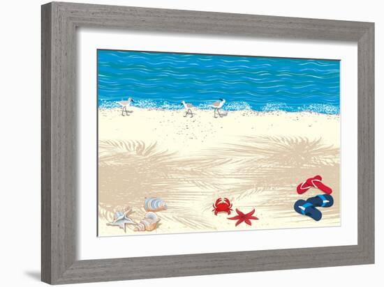 Background with Tropical Sand Beach-Milovelen-Framed Art Print
