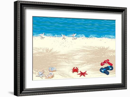 Background with Tropical Sand Beach-Milovelen-Framed Art Print