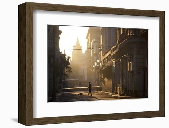 Backlit Street at Dawn with People in Semi-Silhouette-Lee Frost-Framed Photographic Print