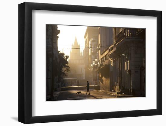 Backlit Street at Dawn with People in Semi-Silhouette-Lee Frost-Framed Photographic Print