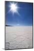 Backlit with Sun Star Shot of Hexagonal Shaped Salt Flats, Salar De Uyuni, Bolivia, South America-Kim Walker-Mounted Photographic Print