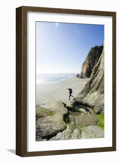 Backpacking Along The Oregon Coast. Hug Point, OR-Justin Bailie-Framed Photographic Print