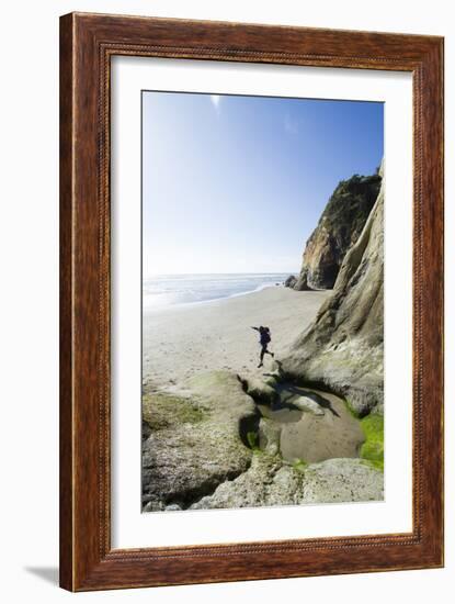 Backpacking Along The Oregon Coast. Hug Point, OR-Justin Bailie-Framed Photographic Print