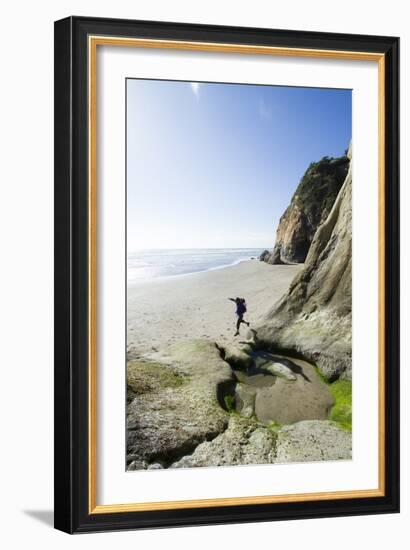 Backpacking Along The Oregon Coast. Hug Point, OR-Justin Bailie-Framed Photographic Print