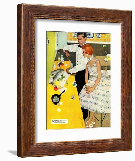 Backstairs Bachelor  - Saturday Evening Post "Leading Ladies", July 17, 1954 pg.27-Joe de Mers-Framed Giclee Print