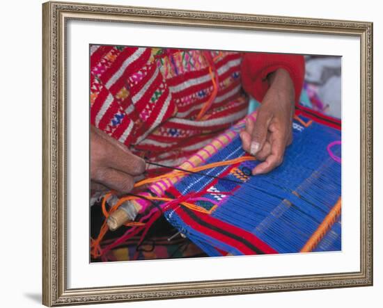 Backstrap Loom Weaving by Trique Weaver, Oaxaca, Mexico-Judith Haden-Framed Photographic Print