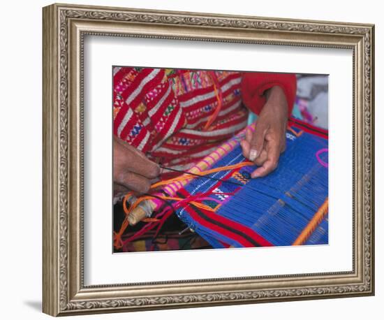 Backstrap Loom Weaving by Trique Weaver, Oaxaca, Mexico-Judith Haden-Framed Photographic Print