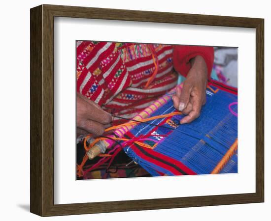 Backstrap Loom Weaving by Trique Weaver, Oaxaca, Mexico-Judith Haden-Framed Photographic Print