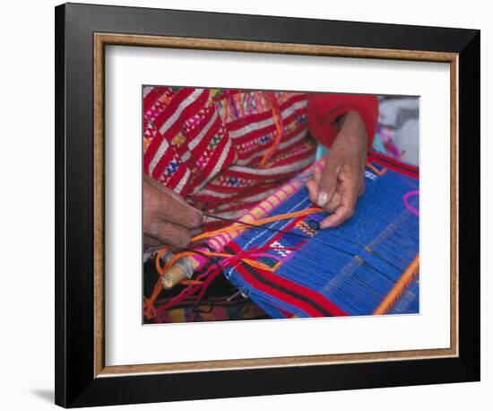 Backstrap Loom Weaving by Trique Weaver, Oaxaca, Mexico-Judith Haden-Framed Photographic Print