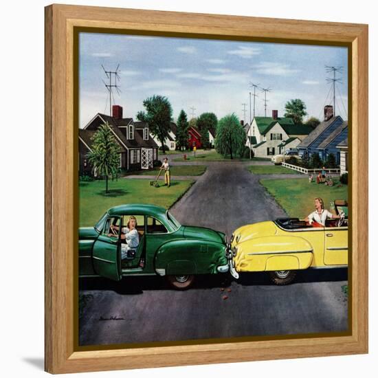 "Backup Collision", August 4, 1956-Stevan Dohanos-Framed Premier Image Canvas