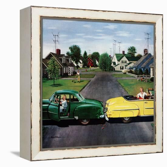 "Backup Collision", August 4, 1956-Stevan Dohanos-Framed Premier Image Canvas