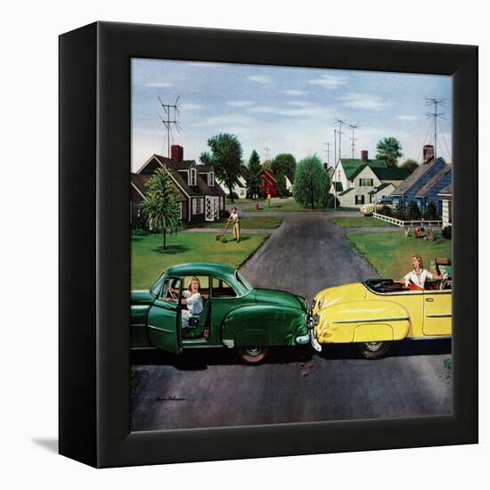 "Backup Collision", August 4, 1956-Stevan Dohanos-Framed Premier Image Canvas