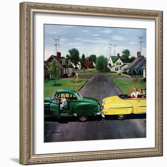 "Backup Collision", August 4, 1956-Stevan Dohanos-Framed Giclee Print