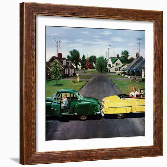 "Backup Collision", August 4, 1956-Stevan Dohanos-Framed Giclee Print