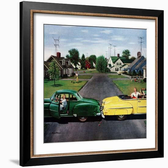 "Backup Collision", August 4, 1956-Stevan Dohanos-Framed Giclee Print