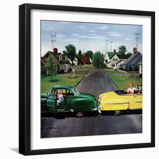 "Backup Collision", August 4, 1956-Stevan Dohanos-Framed Giclee Print