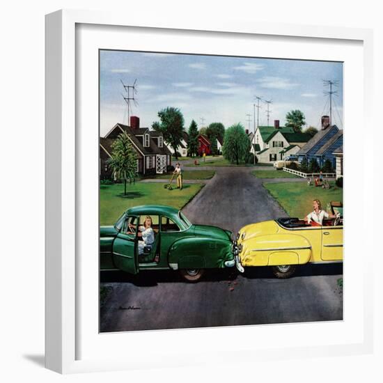 "Backup Collision", August 4, 1956-Stevan Dohanos-Framed Giclee Print