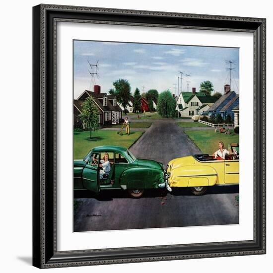 "Backup Collision", August 4, 1956-Stevan Dohanos-Framed Giclee Print