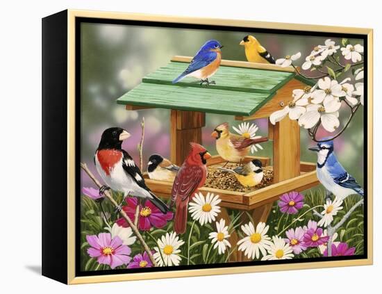 Backyard Birds Spring Feast-William Vanderdasson-Framed Premier Image Canvas