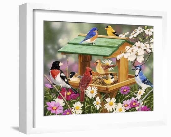 Backyard Birds Spring Feast-William Vanderdasson-Framed Giclee Print