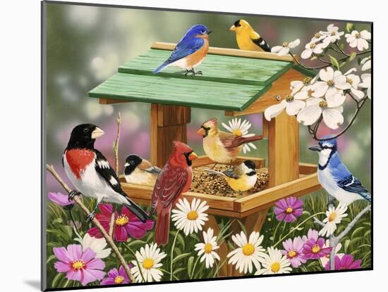 Backyard Birds Spring Feast-William Vanderdasson-Mounted Giclee Print