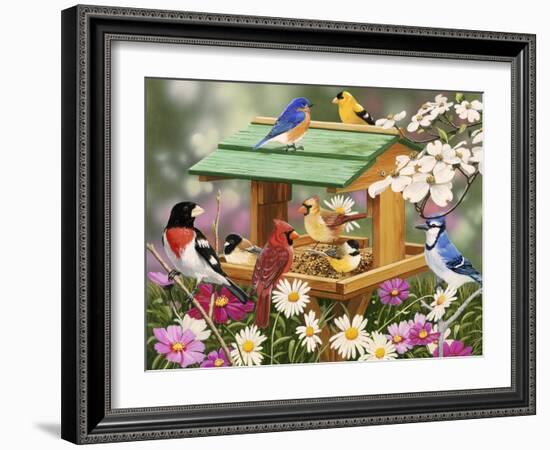 Backyard Birds Spring Feast-William Vanderdasson-Framed Giclee Print