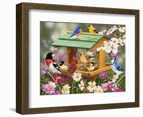 Backyard Birds Spring Feast-William Vanderdasson-Framed Giclee Print