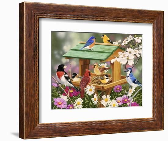 Backyard Birds Spring Feast-William Vanderdasson-Framed Giclee Print