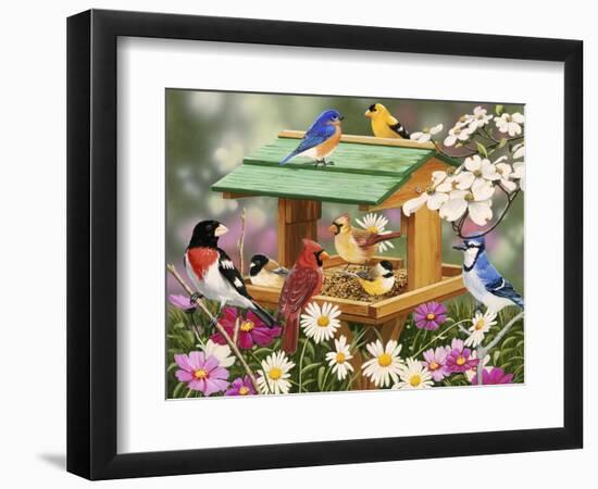 Backyard Birds Spring Feast-William Vanderdasson-Framed Giclee Print