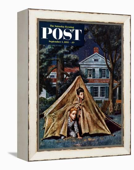 "Backyard Campers" Saturday Evening Post Cover, September 5, 1953-Amos Sewell-Framed Premier Image Canvas